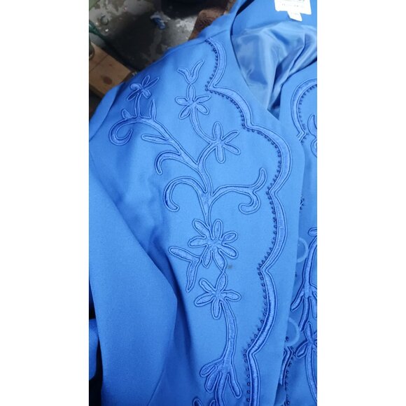 R & M Richards by Karen Kwong Outfit Skirt Jacket Size 20WP Blue 100% Polyester - Picture 9 of 9